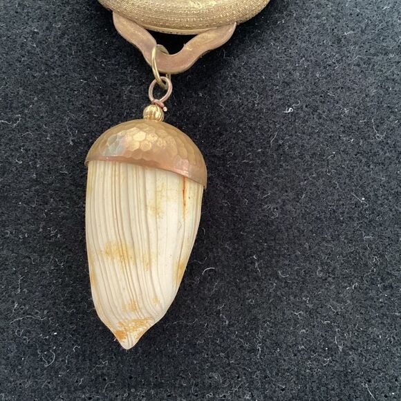 OOAK handmade acorn vintage brass and poly clay necklace. J0075 - Picture 4 of 6